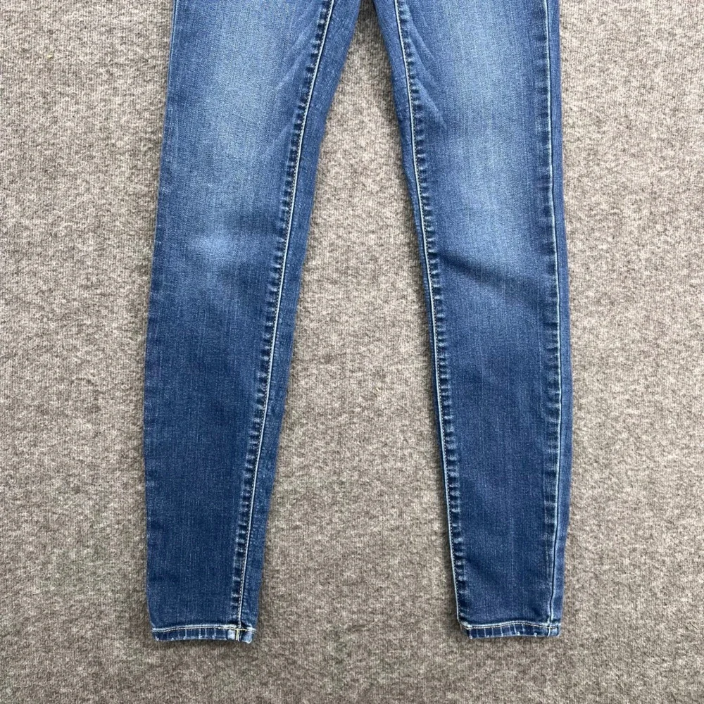 SO Womens High Rise Skinny Jeans Medium Wash Button Fly Size 0 24 Blue Denim
